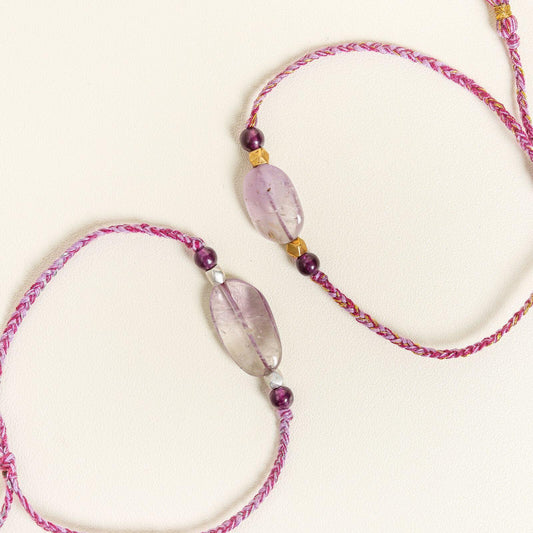 Yarnspirations Lavender Amethyst Couple Bracelet - praijing