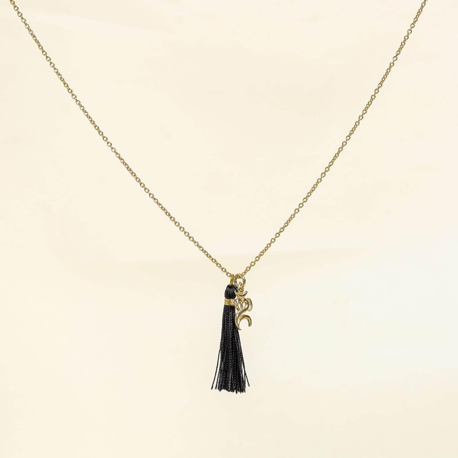 Gold Necklace with Black Om Accents - praijing