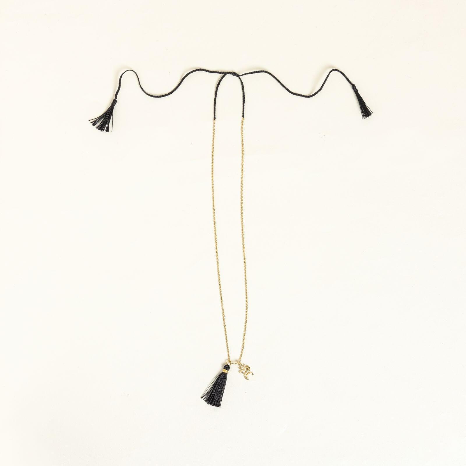 Gold Necklace with Black Om Accents - praijing