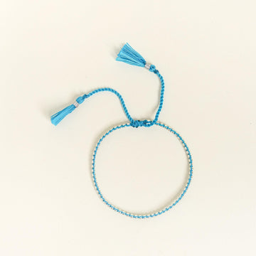 Blue Yarn Silver Nugget Bracelet - praijing