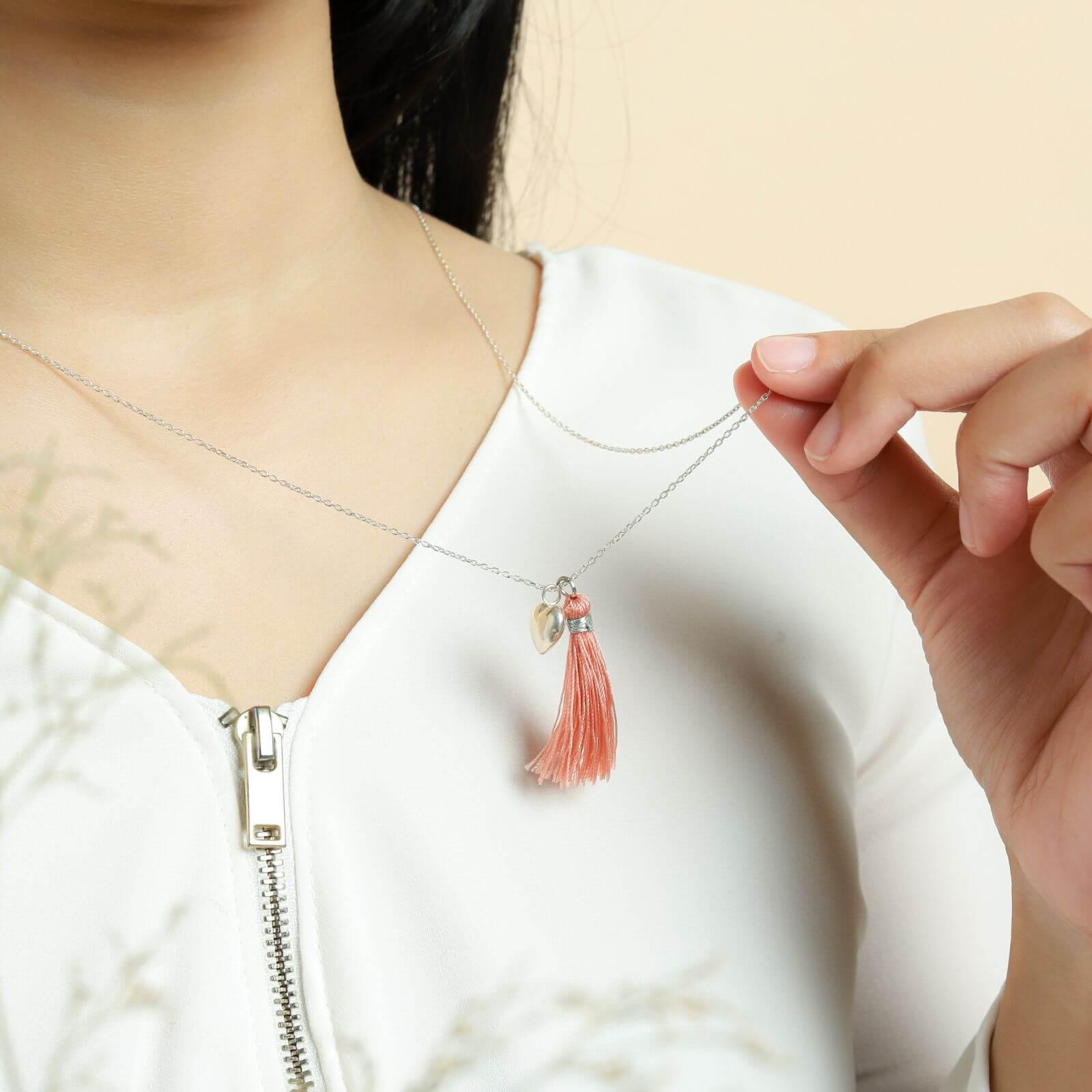 Necklace with Pink Love Accents - praijing