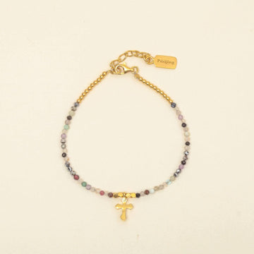 Gold Luxpraijing Gemstone Cross Bracelet - praijing