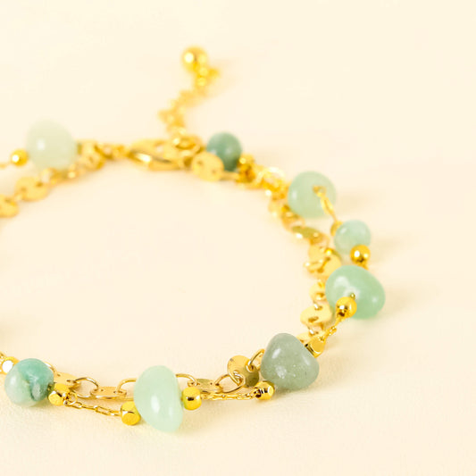 Bohemian Amazonite Gemstone Gold Bracelet