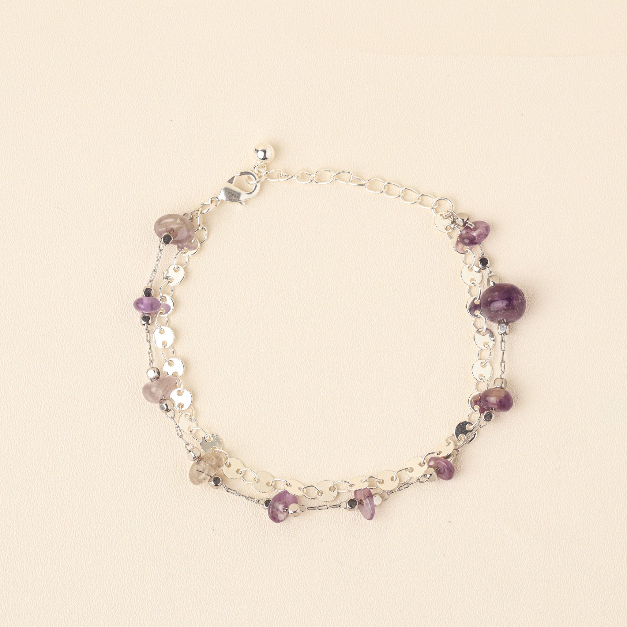 Gelang Batu Permata Perak Bohemian EXQ Amethyst