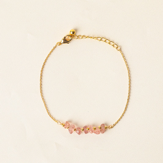 Gelang Batu Permata Emas Bohemian VIP Rose Quartz 