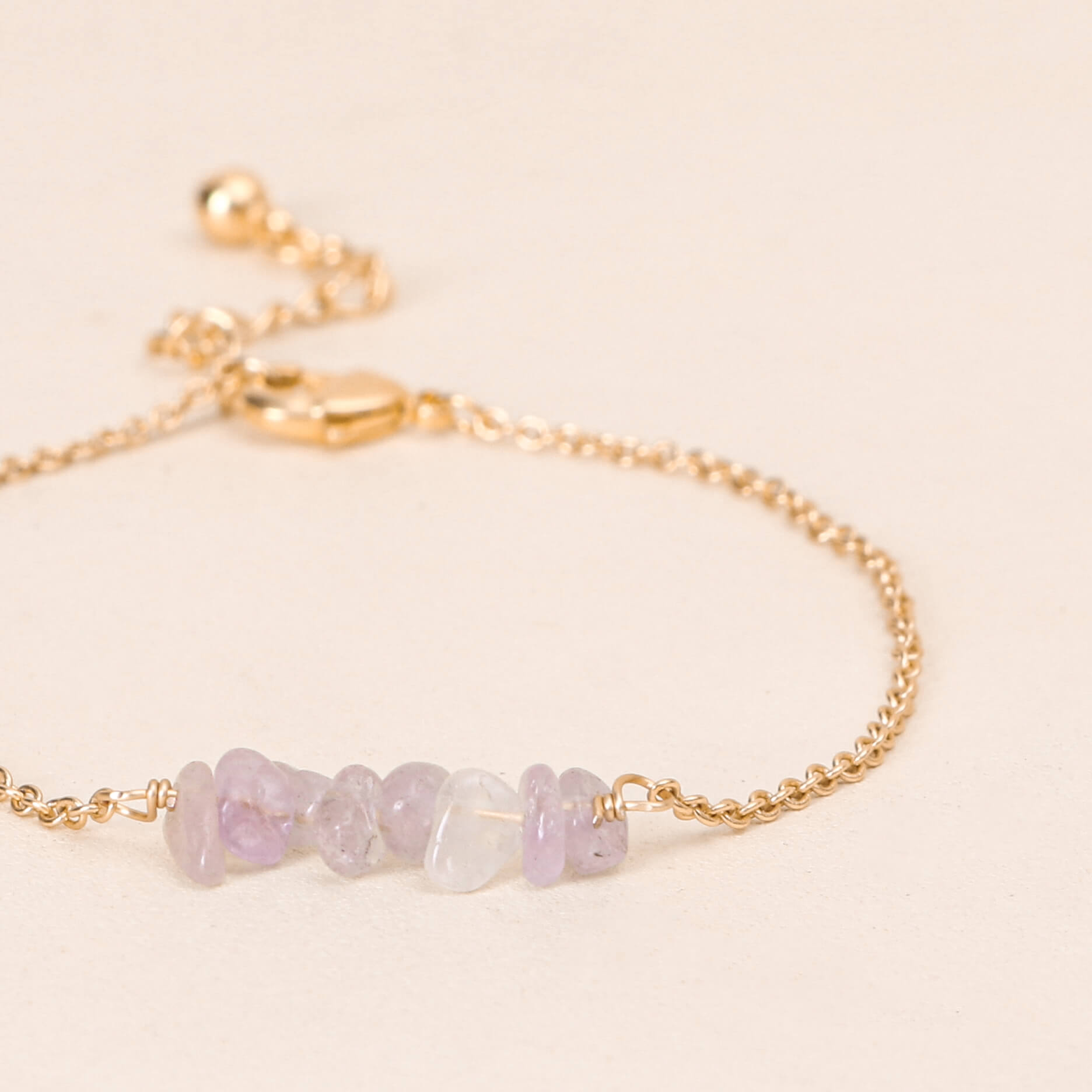 Bohemian VIP Amethyst Light Gemstone Bracelet Gold | Light Gold ...